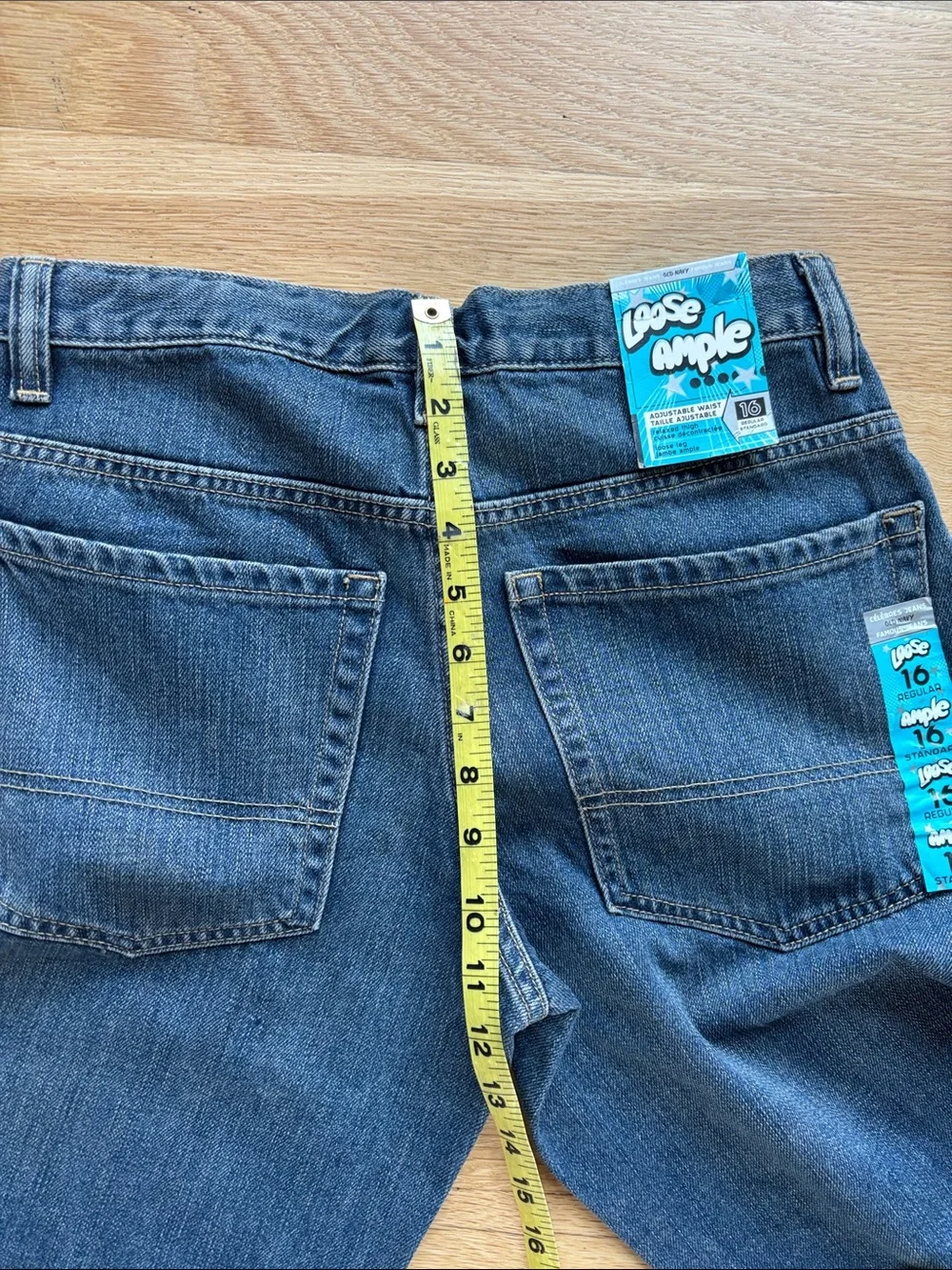 NWT Old Navy Loose Ample Baggy Jeans 16 Regular Youth Adjustable Waist